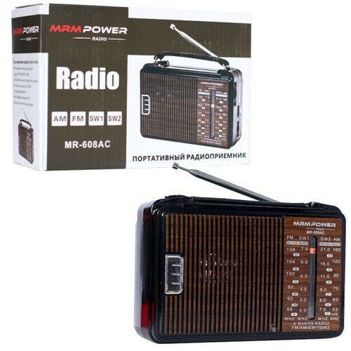 Радиоприемник MRM-Power MRM-608AC аналоговый FM, AM USB/microSD питание от АКБ, от сети,