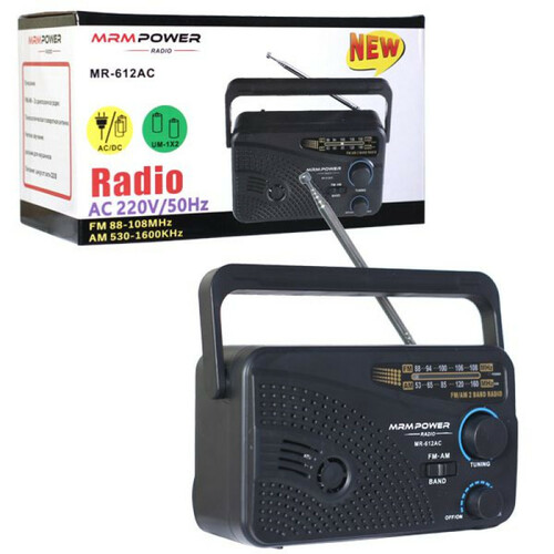 Радиоприемник MRM-Power MR-612AC аналоговый FM, AM USB/microSD питание от АКБ, от сети,