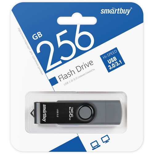 Флешка USB SmartBuy 256GB Twist Dual Type-C, черный