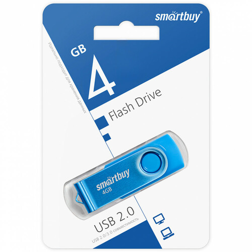 Флешка USB SmartBuy 4GB Twist USB 2.0, синий