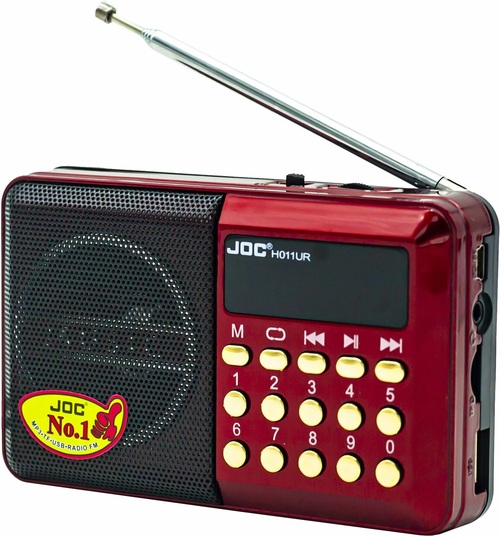 Радиоприемник JOC H011U цифровой FM, AM, SW USB/microSD питание от АКБ красный