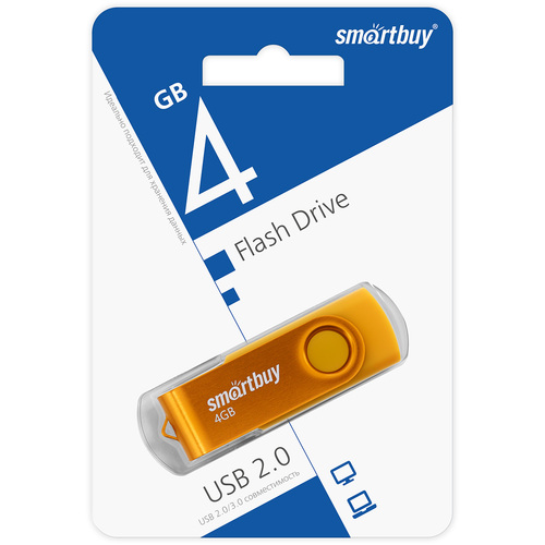 Флешка USB SmartBuy 4GB Twist USB 2.0, желтый