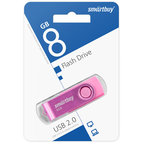 Флешка USB SmartBuy 8GB Twist USB 2.0, розовый