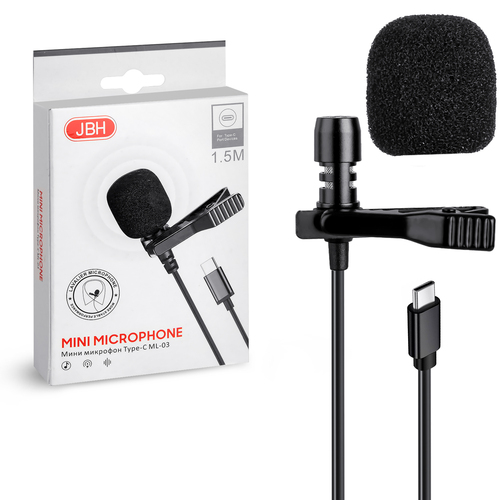 Микрофон JBH ML-03 мобильный, петличный, TYPE-C, черный