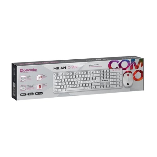 Комплект клавиатура + мышь Defender Milan беспроводной белый - 2