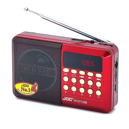Радиоприемник JOC H1011BT цифровой FM, AM, SW USB/microSD питание от АКБ красный