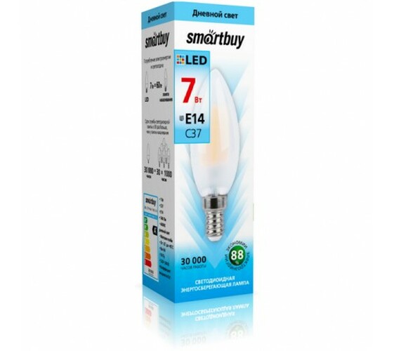 Лампочка светодиодная Smartbuy C37 E14 7W холодный свет