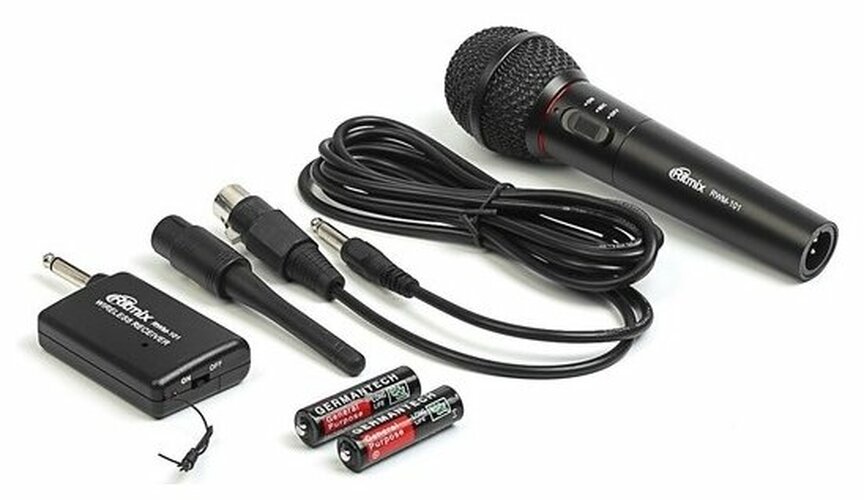 Микрофон Ritmix RWM-101 вокальный, ручной, беспроводной, черный