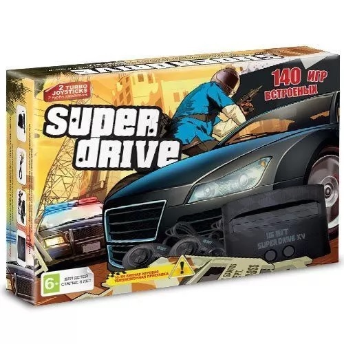 Приставка игровая 16 bit Super Drive GTA 140в1 черный