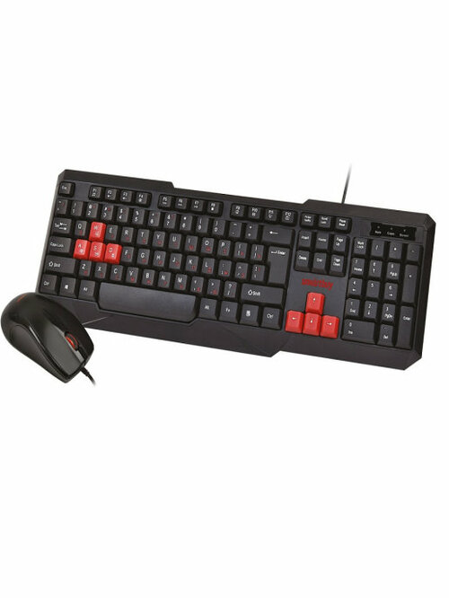 Комплект клавиатура + мышь Smartbuy ONE SBC-230346-KR проводной мультимедийный черный красные клавиши