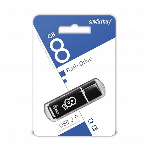 Флешка USB SmartBuy 8GB Glossy series USB 2.0, черный