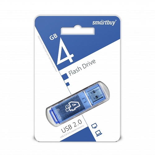 Флешка USB SmartBuy 4GB Glossy series USB 2.0, синий