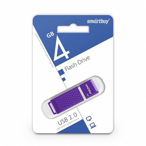 Флешка USB SmartBuy 4GB Quartz USB 2.0, фиолетовый