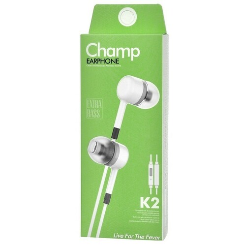 Наушники NB Champ earphone вакуумные, проводные, Jack 3.5, белый