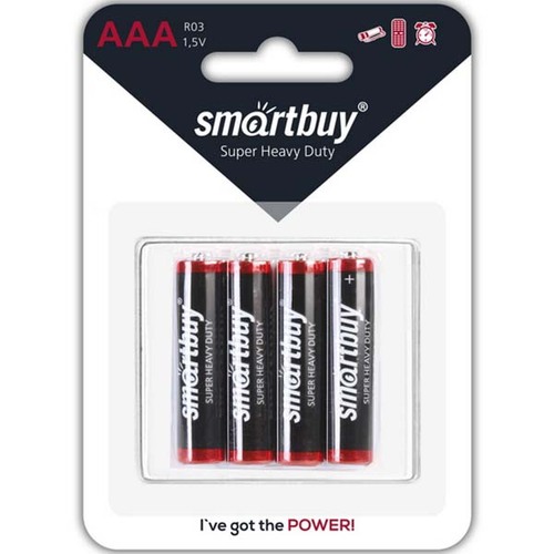Батарейка Smartbuy R03 (AAA) BL4 солевая