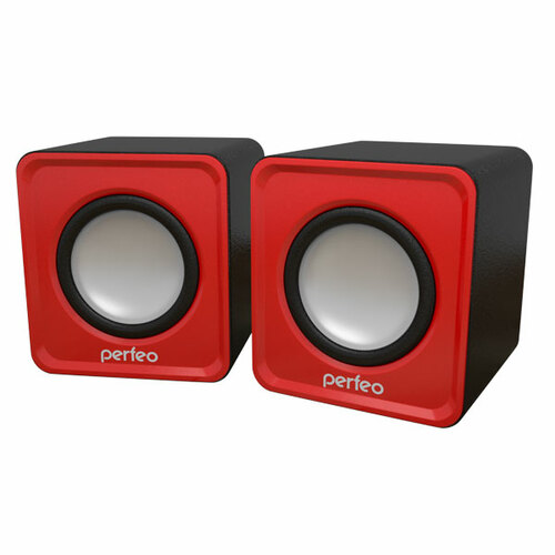 Акустическая система Perfeo WAVE PF-128-R 2.0, 6Вт, питание от USB, пластик, красный