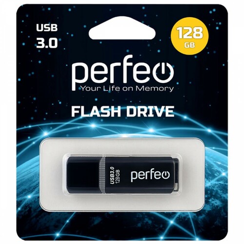 Флешка USB Perfeo 128GB C12 USB 3.0 черный