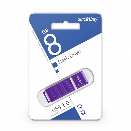 Флешка USB SmartBuy 8GB Quartz USB 2.0, фиолетовый