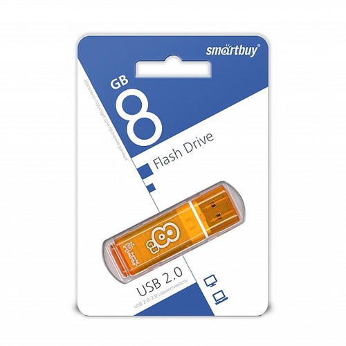 Флешка USB SmartBuy 8GB Glossy series USB 2.0, оранжевый