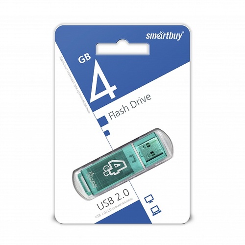 Флешка USB SmartBuy 4GB Glossy series USB 2.0, зеленый