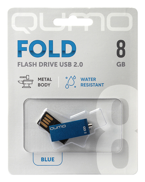 Флешка USB QUMO 8GB Fold USB 2.0, синий
