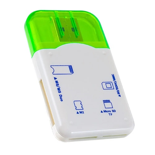 Картридер Perfeo PF-VI-R010 USB 2.0, microSD/SD/MMC/MS/M2 зеленый