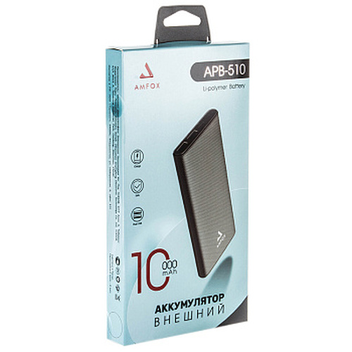 Внешний аккумулятор 10000 mAh AMFOX APB-510 2 USB белый - 2