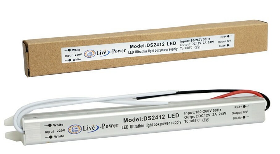 Блок питания Live-Power DS2412LED 12V 2A 24W для LED ленты ультратонкий Ip20