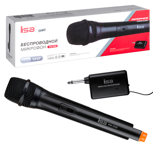 Микрофон ISA WM-3309 вокальный, ручной, беспроводной, черный