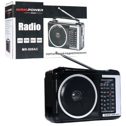 Радиоприемник MRM-Power MRM-609AC аналоговый FM, AM USB/microSD питание от АКБ, от сети,