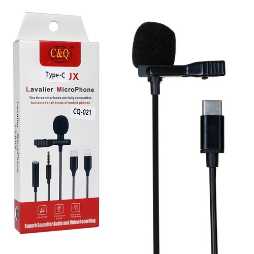 Микрофон CQ021 мобильный, петличный, TYPE-C, черный