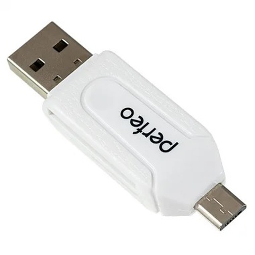 Картридер Perfeo PF-VI-O004 microUSB/USB, microSD/SD/MMC/MS/M2 белый