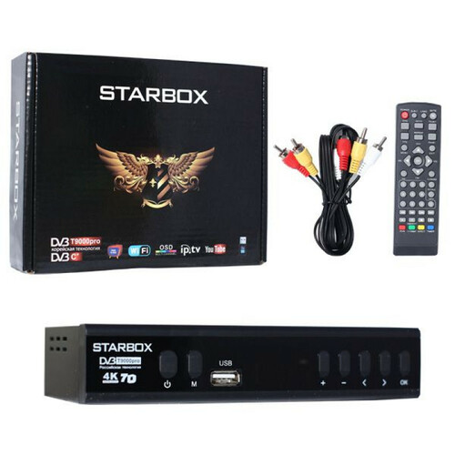 Приставка для цифрового ТВ STARBOX T9000pro DVB-T2/C дисплей, кнопки WiFi