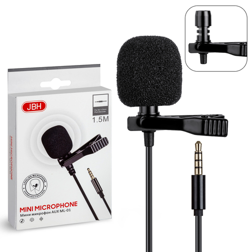 Микрофон JBH ML-01 мобильный, петличный, Jack 3.5, черный